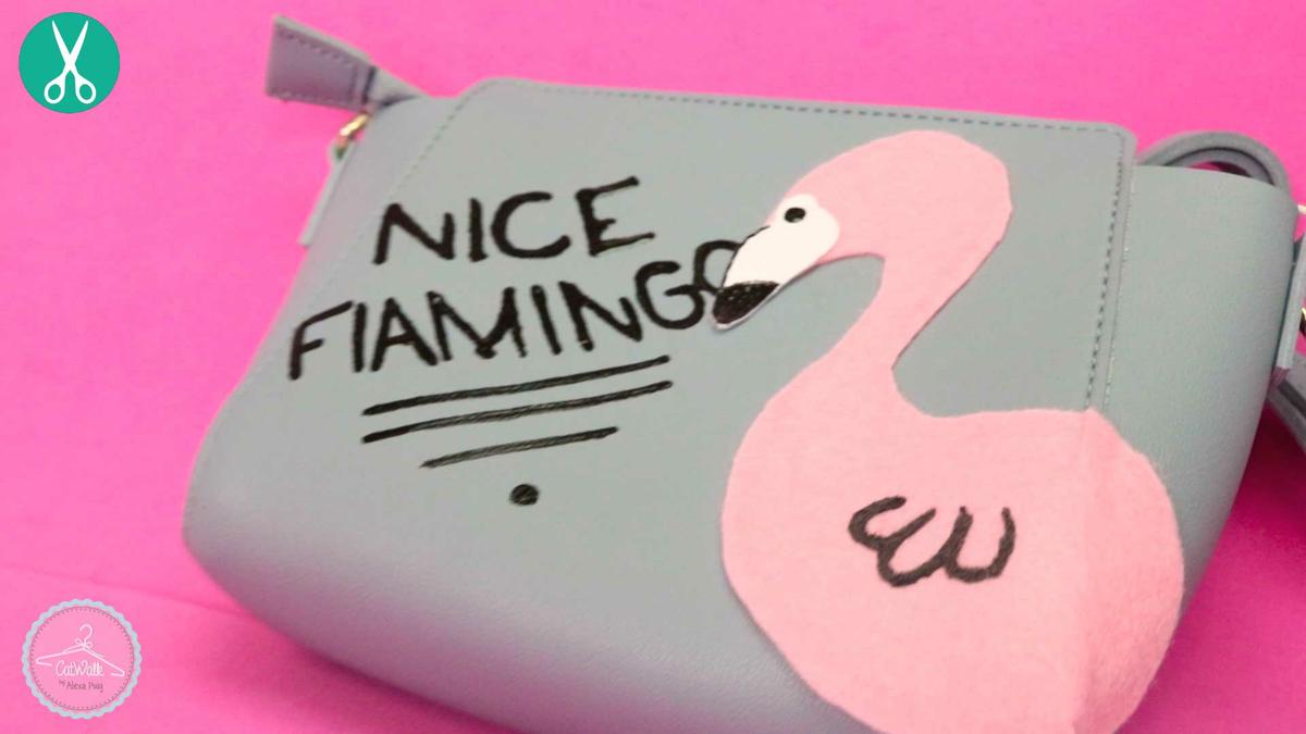 Bolso decorado con forma de flamingo DIY