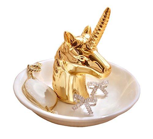 Eastyle Gold Unicorn Ring Dish Holder Jewelry Tray For Earrings Necklace Bracelets Organizer