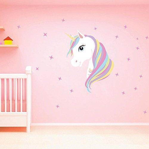 CHICTRY Unicorn Wall Decals Cute Bling Stars Wall Art Stickers Removal Vinyl Wall Sticker Decal DIY Kids Girls Bedroom Home Nursery Room Wall Mural Decor