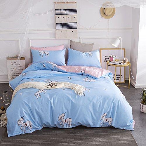 BuLuTu Animal Teen Bedding Sets Twin Blue/Pink Egyptian Cotton Boys Girls,Premium Reversible Bed Cover Kids Duvet Cover Twin Set Zipper Closure,Lightweight,Breathable,Super Soft,NO COMFORTER