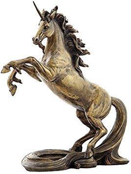 11.25 Inch Unicorn on 2 Feet with Long Tail Cold Cast Bronze Figurine