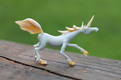 Rearing Glass Unicorn Figurine Free Standing Glass Animal Sculpture Figurines Lampwork Blown Glass Handmade Unique