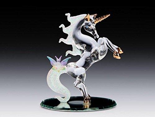 Blown Glass Unicorn with Butterfly Figurine Collectible 4 Inches Tall