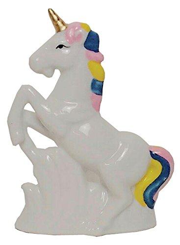 2281 porcelain white unicorn figurine with colorful mane and tail 5" x 3.5"