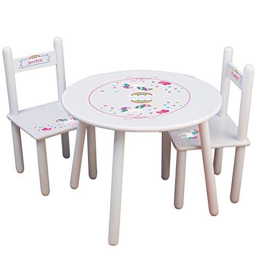 Personalized UnicornChildrens White Table and Chair Set