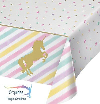 Orquidea Unique Creations Unicorn Sparkle Plastic Tablecloth by