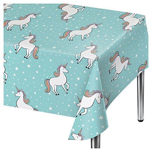 Spritz Aqua Unicorn Party Table Cover - 54" x 84"