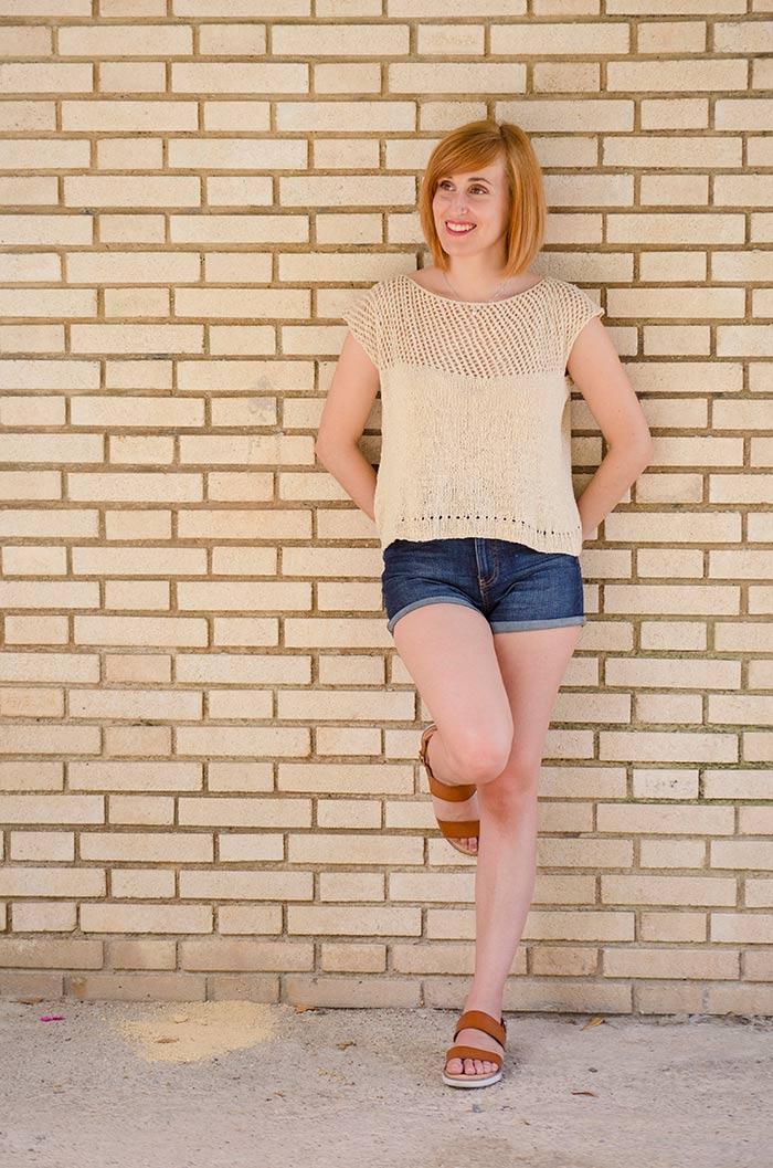 Cap Sleeve Lattice Top para el verano
