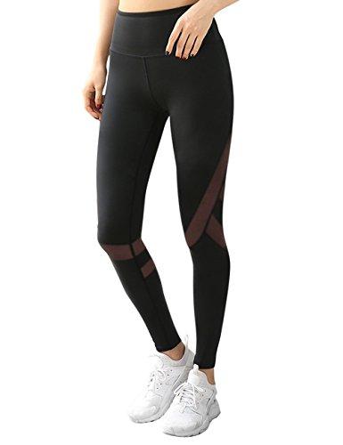 Mujer Pantalones Deporte Leggings Adelgazante Gym con Malla para Running Yoga Fitness con Gran Elásticos y Seca Rápido