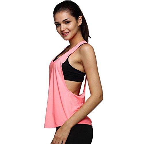 VENMO Mujer Verano Camiseta tirantes Deporte de Gimnasio sueltas Formación Ejecutar Camiseta sin mangas (S, Color de rosa)