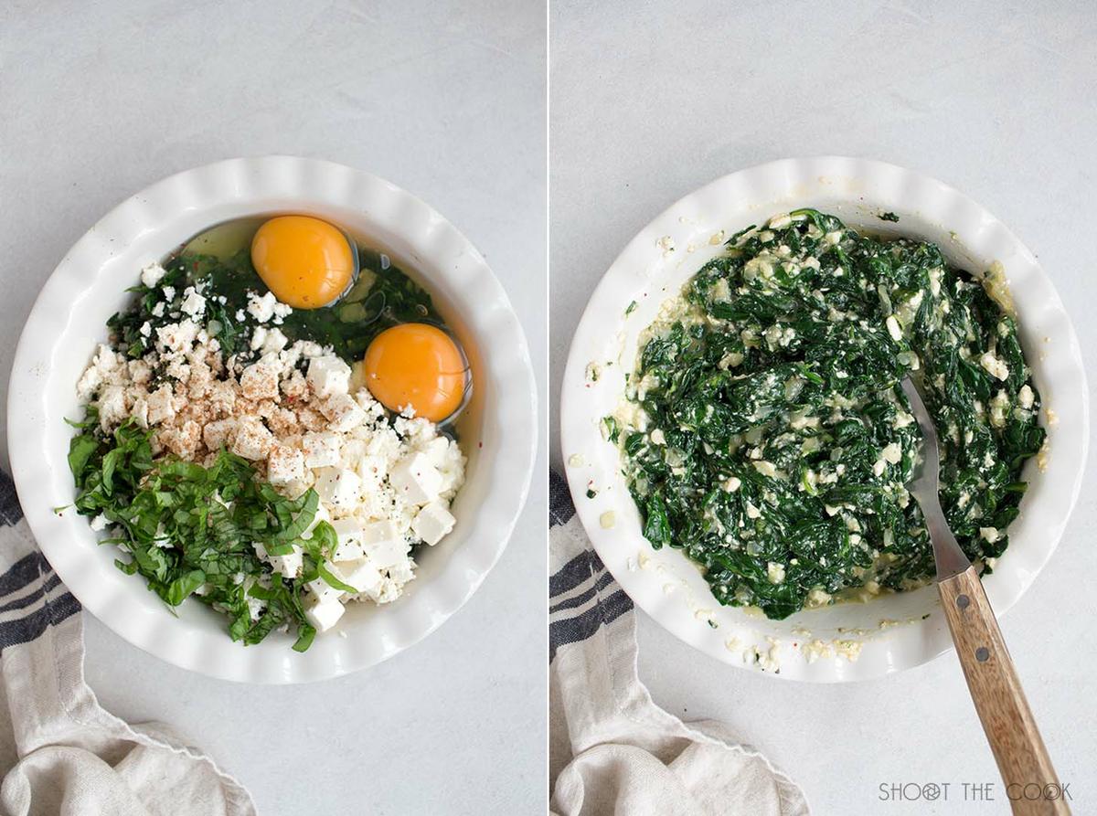 pastel de espinacas y queso feta griego, spanakopita