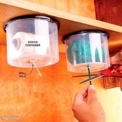 truco para dispensador de lanas con un tarro de cd