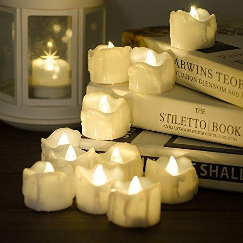 PChero Timer Candles, 12pcs Battery Operated LED Flameless Candles Flickering Tea Light, 6 Hours On and 18 Hours Off Per Cycle, Perfect for Birthday Wedding Party Home Decor - [Warm White]
