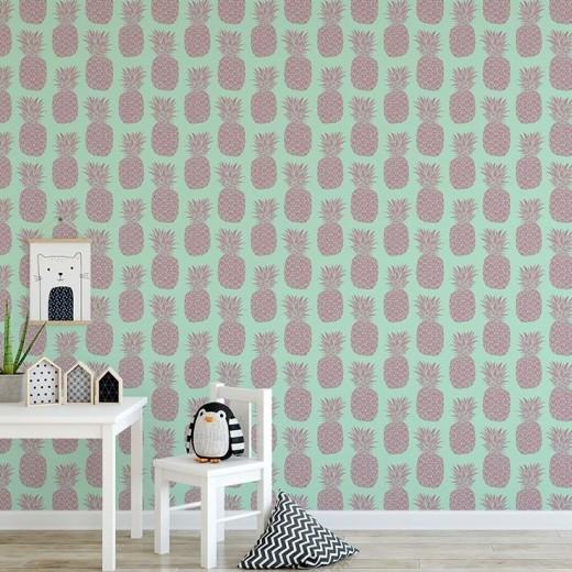 papel-pintado-pinas-rosa-menta