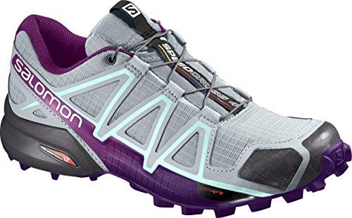 Salomon Speedcross 4, Calzado de Trail Running para Mujer, Multicolor (Quarry Acai/Fair Aqua), 38 EU