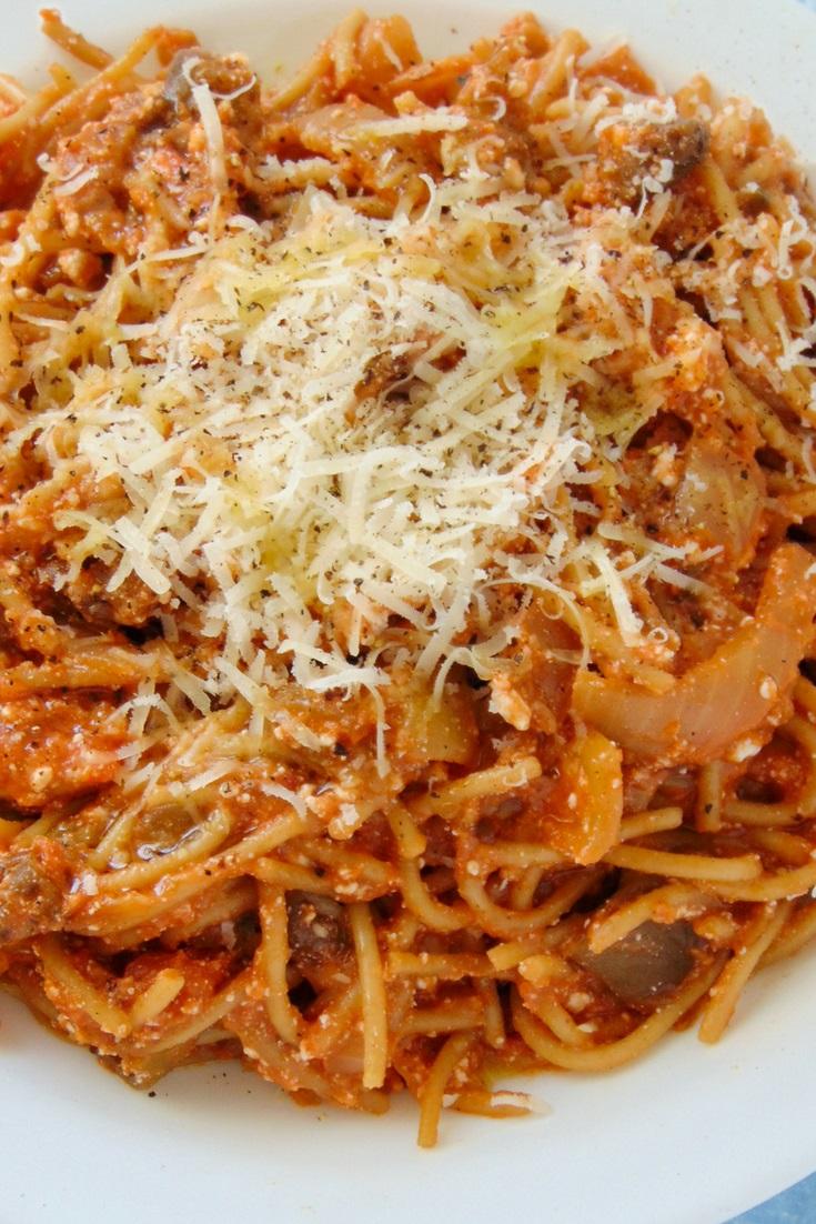 pasta alla norma con ricotta y berenjena paso a paso