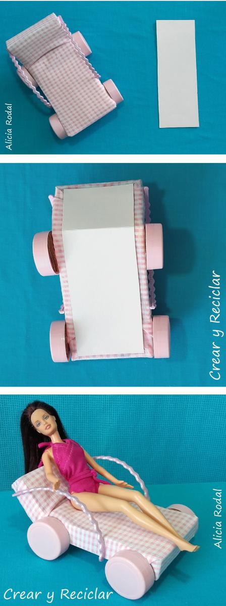 Tumbona o hamaca de piscina para muñecas DIY con reciclaje