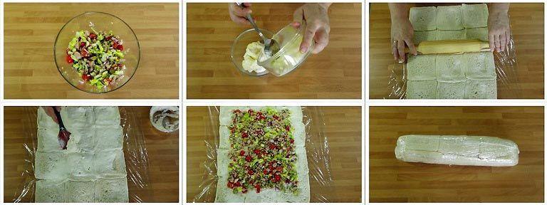 Enrollado de sandwich de atún
