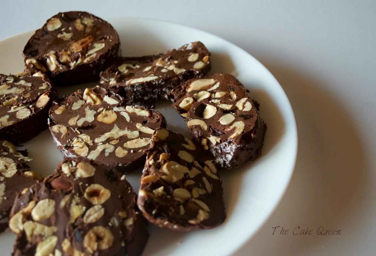 Salami de chocolate fit