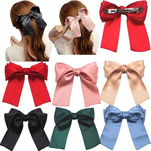 6 Pcs Large Big Huge Soft Silky Hair Bow Clip Lolita Party Oversize Handmade Girl French Barrette Style Hair Clips