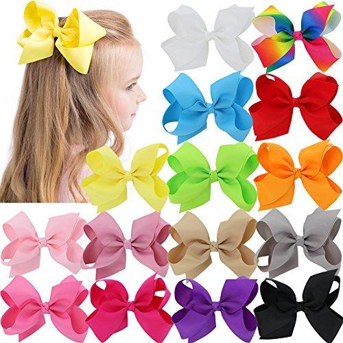 Bows For Girls Grosgrain Boutique Big Hair Bow Clips For Teens Toddlers Kids Children Set Of 15