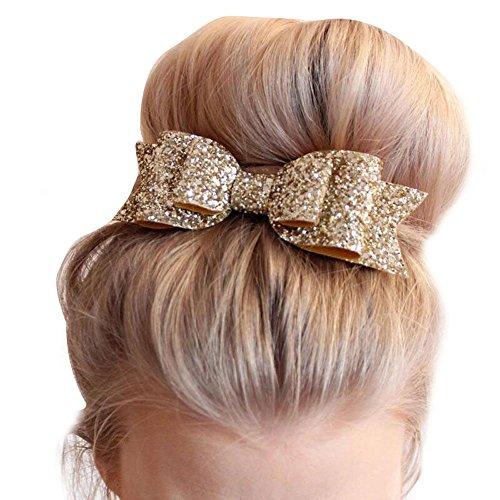 Missgrace Womens Satin Big Bow Hair Clip Barrette Accessory-Sequin Bow Clips