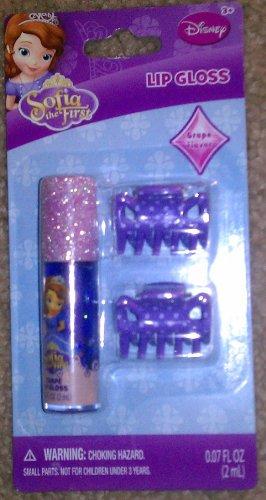Disney Sofia The 1st Lip Gloss Grape Flavor and 2 Hair Clips
