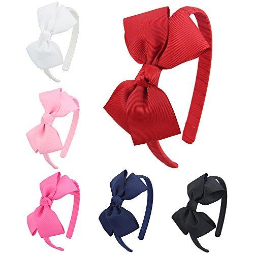 7Rainbows Girls Boutique Grosgrain Ribbon Headband with Bows(6 pieces a set) (FS011-2)