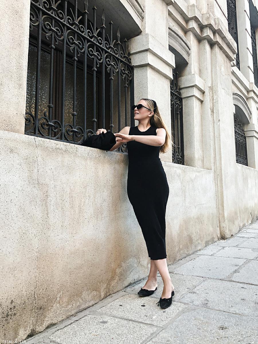 Trini | Acne Studios ribbed dress Manolo Blahnik shoes