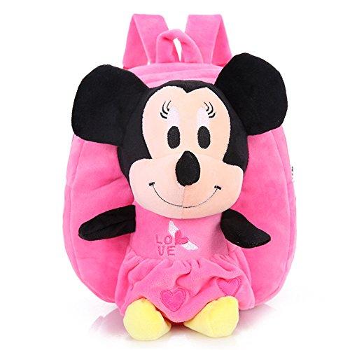 YOURNELO Kids Plush Mickey Mouse Preschool Toddler Toys Bag Backpack Schoolbag (B-Minnie Pink)