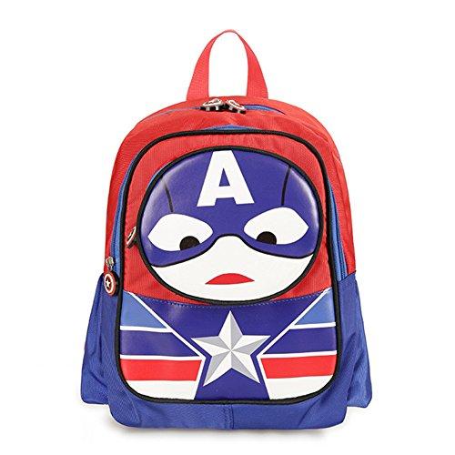 YOURNELO Childrens Cartoon Character Backpack Elementary Student Schoolbag for Girls Boys (Captain America)