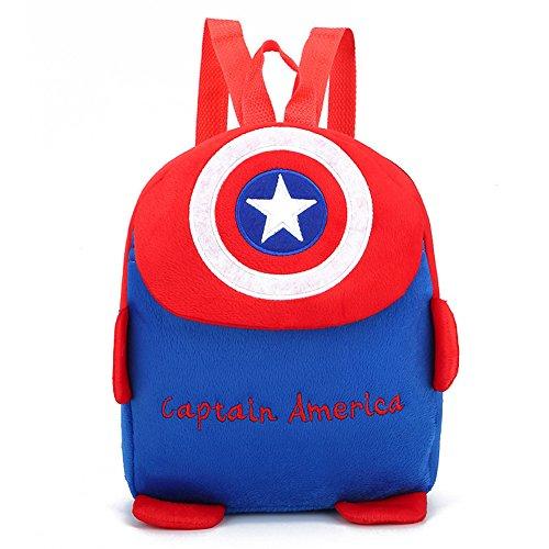 YOURNELO Childrens Anime Cartoon Plush Backpack Kids Mini Schoolbag (captain America)