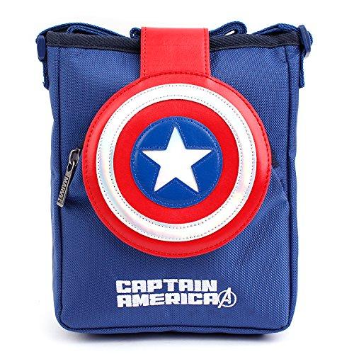 MARVEL Captain America Iron Man Spider Man Heroes Crossbody Shoulder Phone Bag (Blue CaptainAmerica)