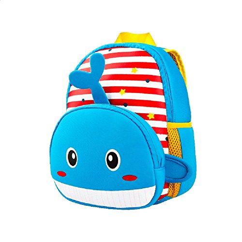 Toddler Backpack, Waterproof Children School Backpack, Neoprene Animal Schoolbag for Kids, Lunch Box Carry Bag for Boys Girls, Whale