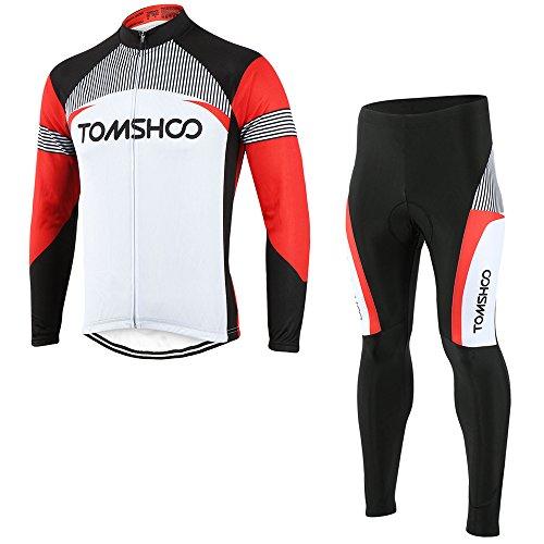 TOMSHOO Maillot de Ciclismo para Hombre Conjunto de Jersey de Manga Larga y 3D Gel Pantalones Cómodo Respirable Secado Rápido Ropa de Ciclismo para Bicicleta de Montaña Primavera y Otoño