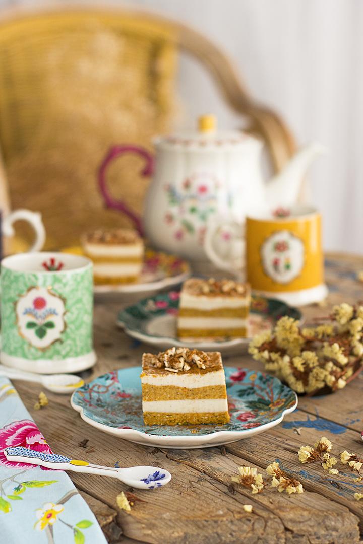 Cuadraditos de Carrot Cake Healthy saludable y vegana