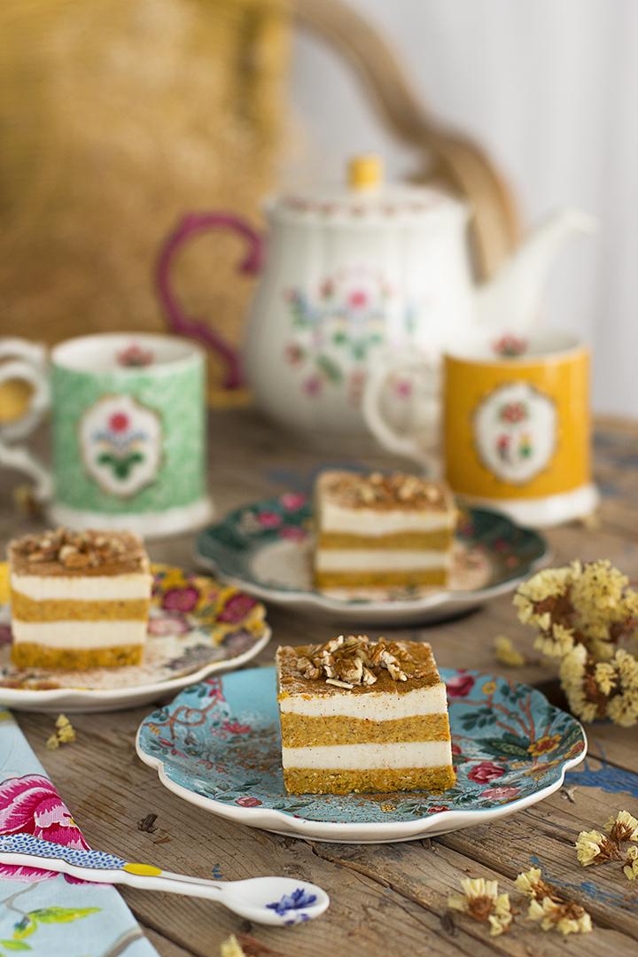 Cuadraditos de Carrot Cake Healthy saludable y vegana