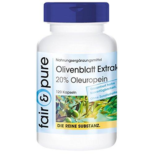 Extracto de hojas de olivos - 20% de oleuropeína - 120 cápsulas - Sustancia pura y sin aditivos