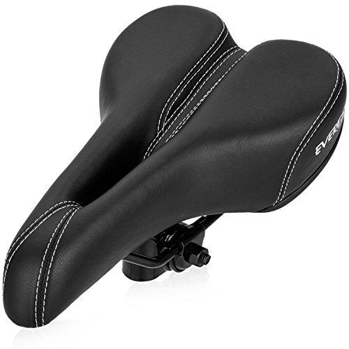EVEREST FITNESS Sillín de bicicleta para trekking para hombre de cuero sintético suave | asiento de bicicleta de montaña, sillín para mountain bike