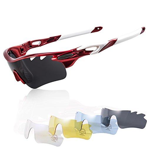 Gafas Ciclismo Polarizadas con 5 Lentes Intercambiables Gafas de Sol Deportivas Antivaho Antireflejo Anti Viento y UV Adaptadas a Deporte Carrera Running Bicicleta MTB para Hombre y Mujer