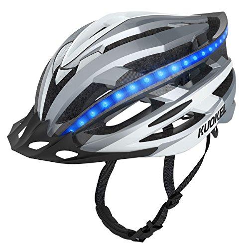 KUOKEL LW878 Casco de ciclismo para bicicleta con visera extraíble y forro Casco de BMX ligero ajustable para hombres Mujeres Protección de seguridad con deslumbrante luz por la noche