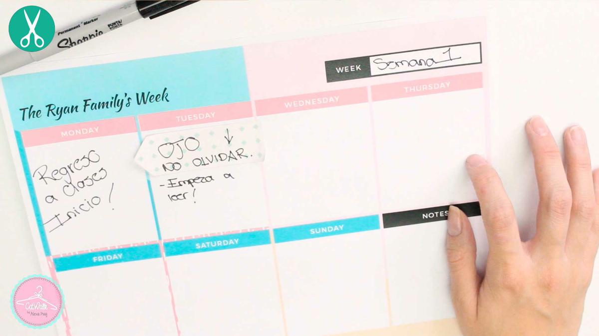 Calendario semanal para organizarte este regreso a clases