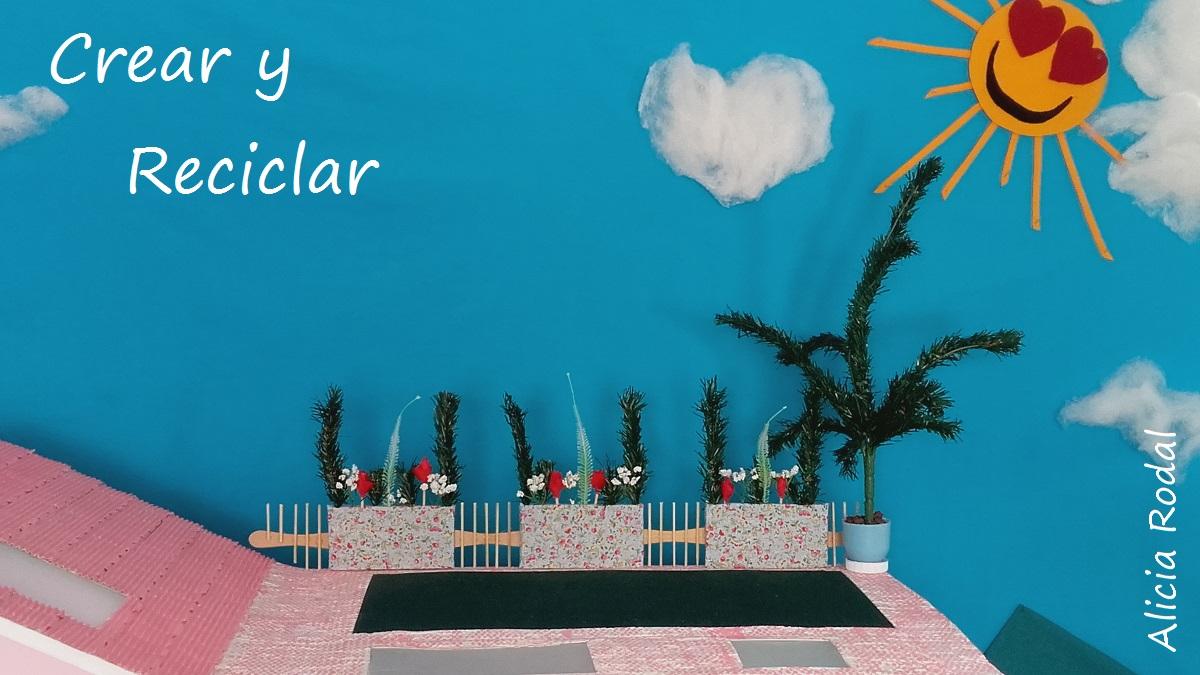 Mini jardineras y palmera para la piscina para la casa de muñecas DIY