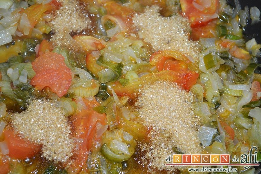 Frittata para Fátima, añadir el azúcar moreno