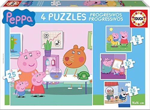 Peppa Pig Puzzle progresivo, 12, 16, 20, 25 piezas (Educa Borrás 16817.0)