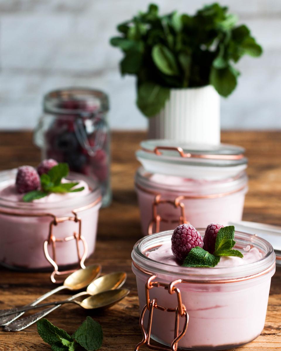 mousse de frambuesa postre sin horno