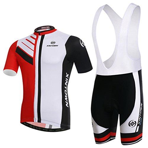 Skysper Hombres Jersey + Pantalones cortos Mangas cortas de Ciclismo Ropa Maillot Transpirable para Deportes al aire libre Ciclo Bicicleta