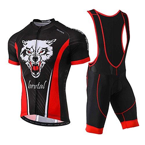 SKYSPER Ciclismo Maillot Hombres Jersey + Pantalones cortos Culote Mangas cortas de Ciclismo Conjunto de Ropa Maillot Transpirable para Deportes al aire libre Ciclo Bicicleta