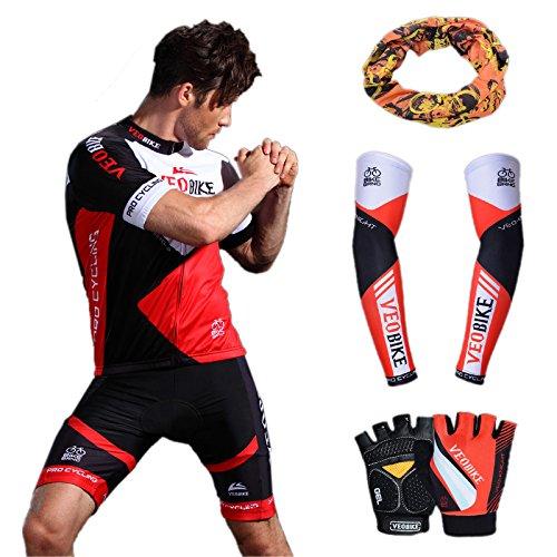 Asvert Malliot de Ciclismo Hombre 3D Cojín Manga Corta Jersey + Pantalones Ropa de Bicicleta Verano Conjunto Ciclista Elástica Equipación Bicicleta Transpirable, Rojo