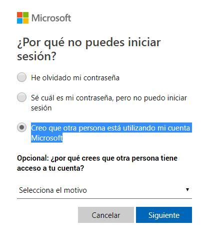 Creo que otra persona está utilizando mi cuenta Microsoft